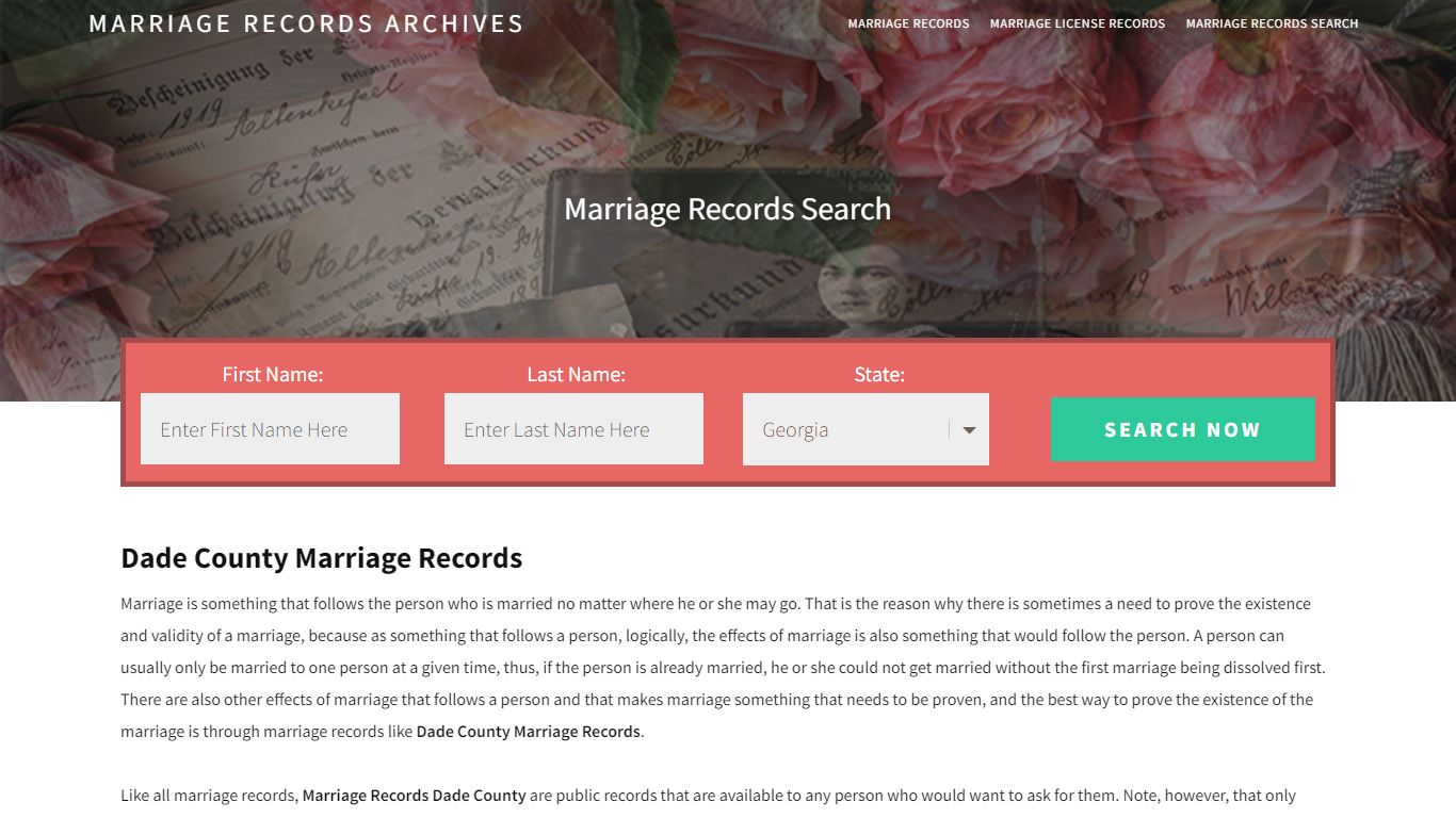 Dade County Marriage Records